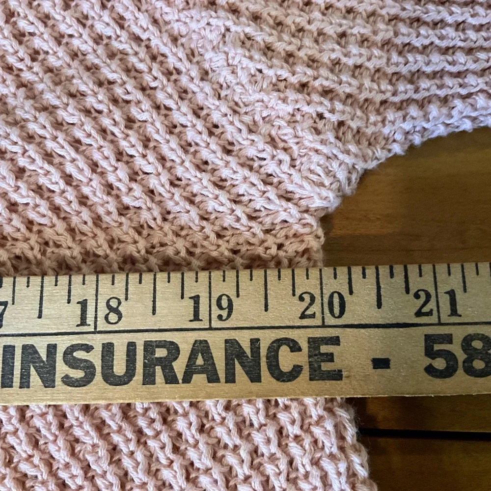 Agnes & Dora Cable Pullover Blush Pink Sweater Size L Chunky‎ Long Tunic Style